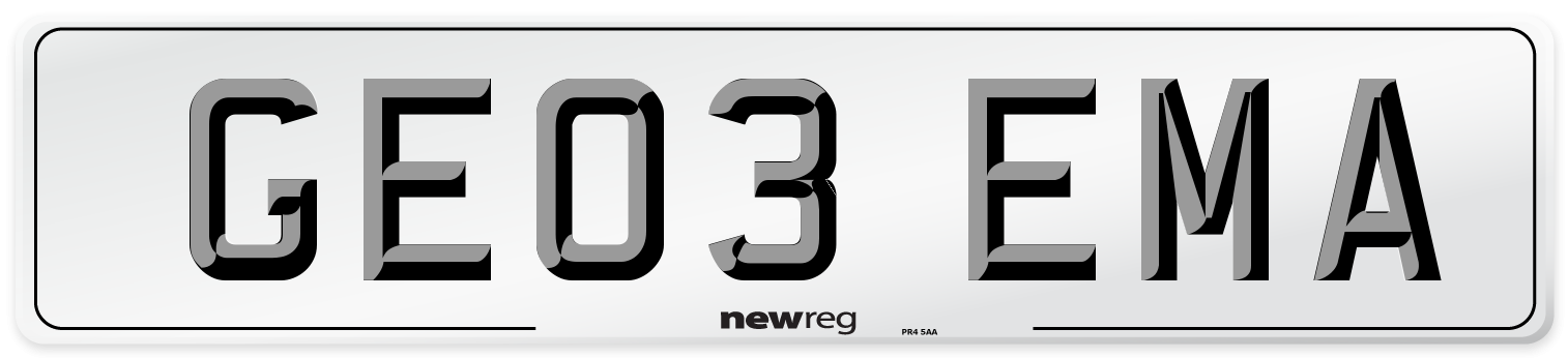 GE03 EMA Number Plate from New Reg